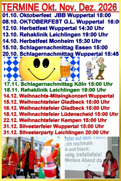 Termine 2026: Oktober bis Dezember.
