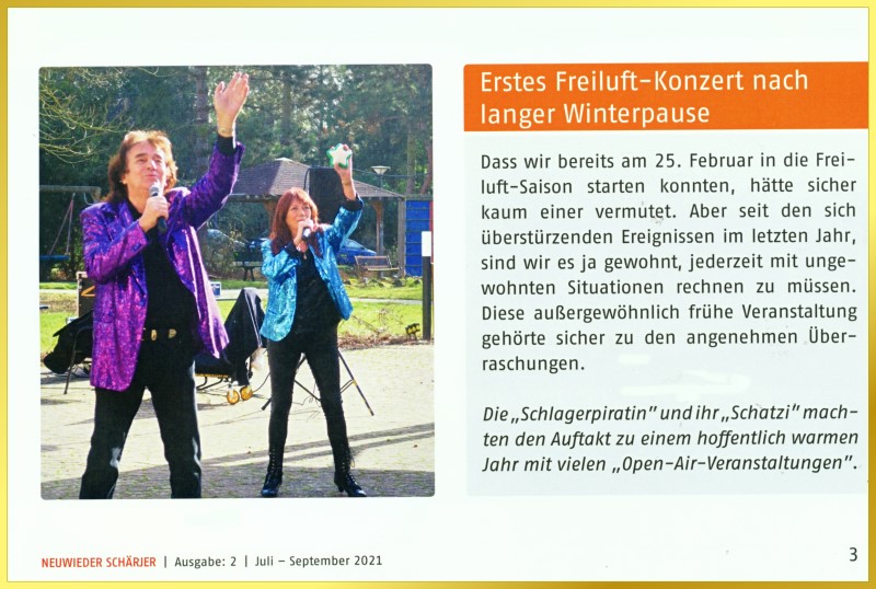 Zeitungsartikel mit Schatzi und die Schlagerpiratin